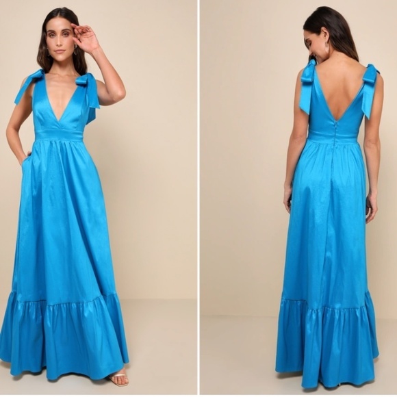 LULU's Sexy Elegant Prom Wedding Formal Event Chic Aline Maxi Gown NWOT - Picture 4 of 5